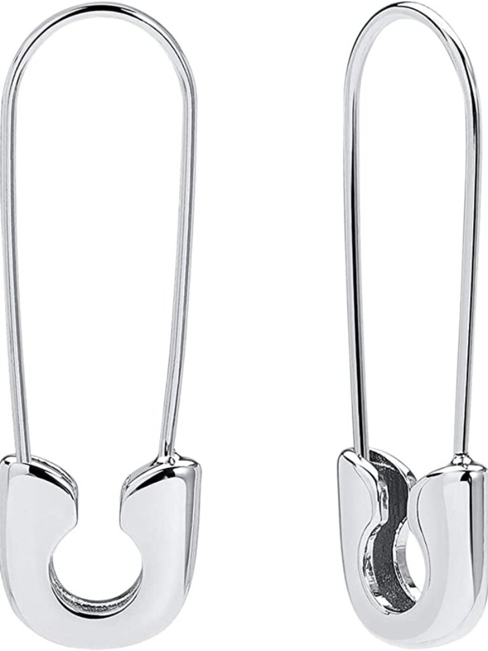 Silver Safety Pin Paper Clip Dangle Earrings Minimalist Fashion Jewelry Women